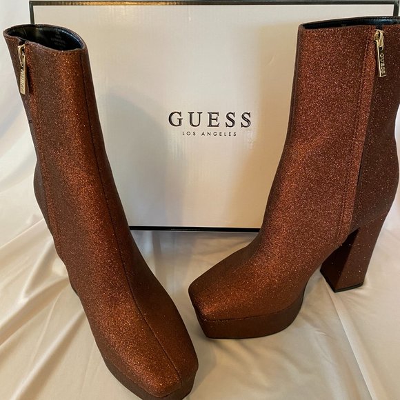 GUESS Byra Platform Booties- Bronze Size 9M - Picture 4 of 7